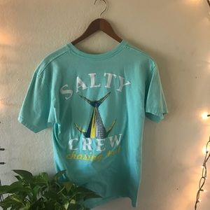 Cyan Salty Crew Chasing Tail Crewneck Tee Shirt